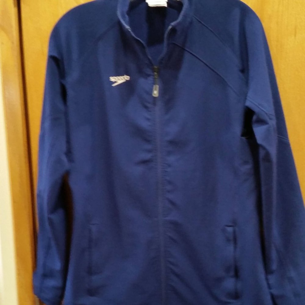 Speedo Blue Stretchy Zip Front Workout Jacket Size Small